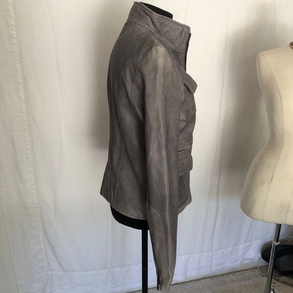 Kenneth Cole New York Grey Leather Jacket size M - Picture 8 of 11